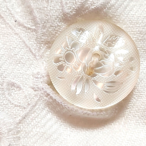 Vintage Women's Blazer White Embroidered Collared 100% Linen BOHO Western Floral - Picture 9 of 14